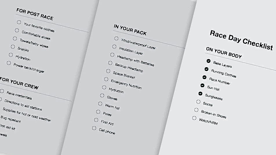 22029 Race Day Checklist Ultra 22029 Race Day Checklist Ultra