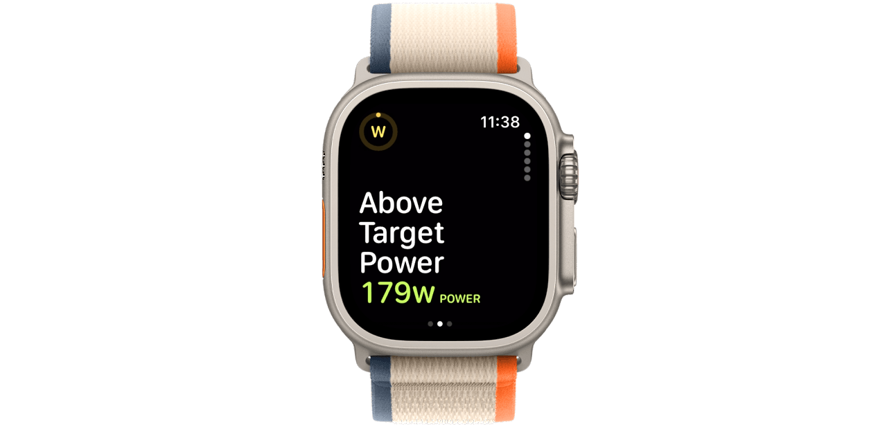Above Target Power Prompt Shown On Apple Watch.