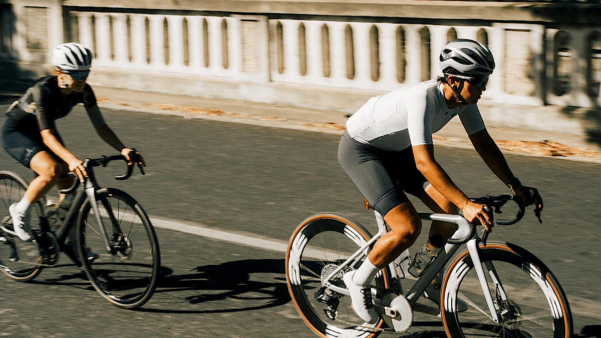 2 Road Cyclists Riding On Street Doing Vo2 Max Workouts