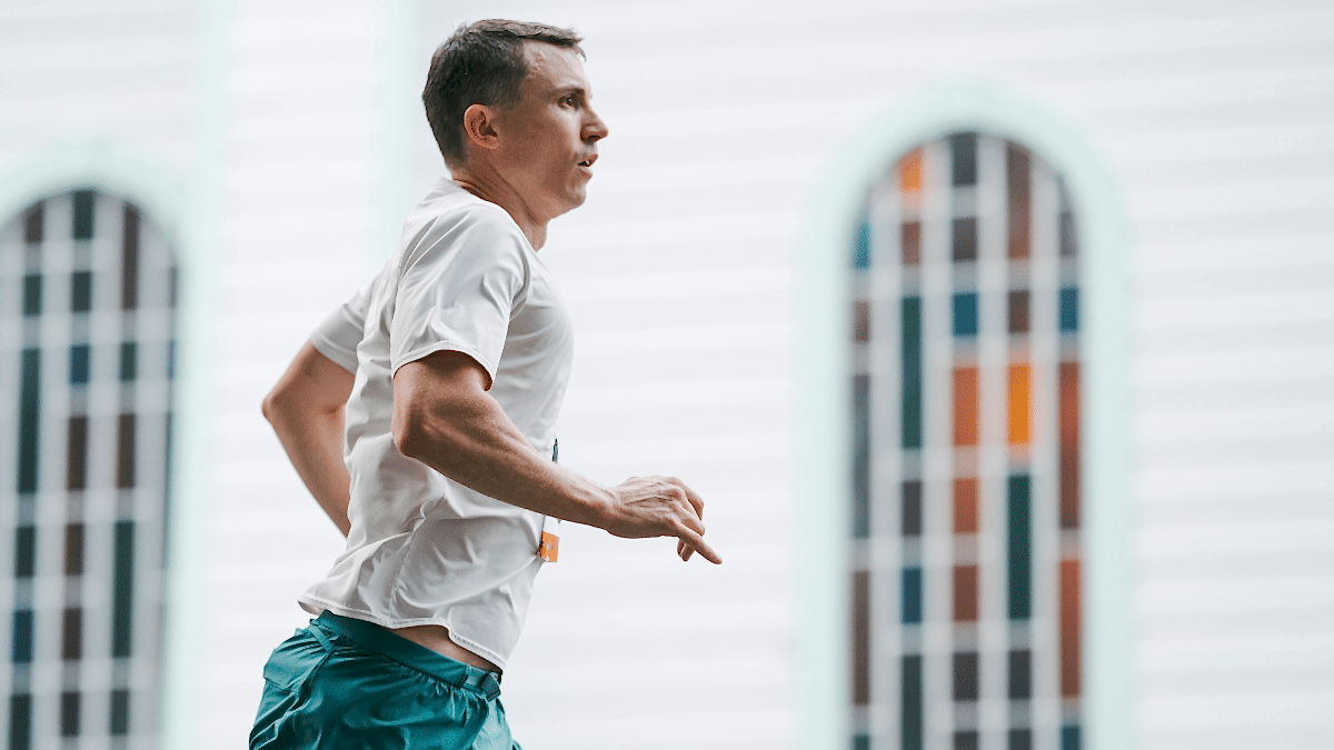 Norwegian Training Method Male Athlete Runner Doing Norwegian Training Method